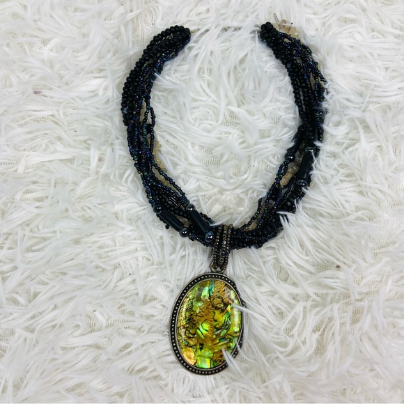 UNBRANDED multi fully beaded silver green gem layered necklace - Picture 13 of 16